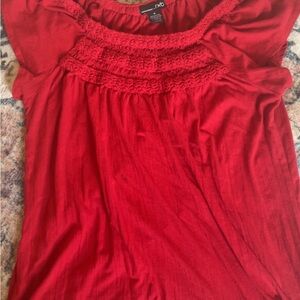 RXB Red Smocked Cap Sleeve Blouse